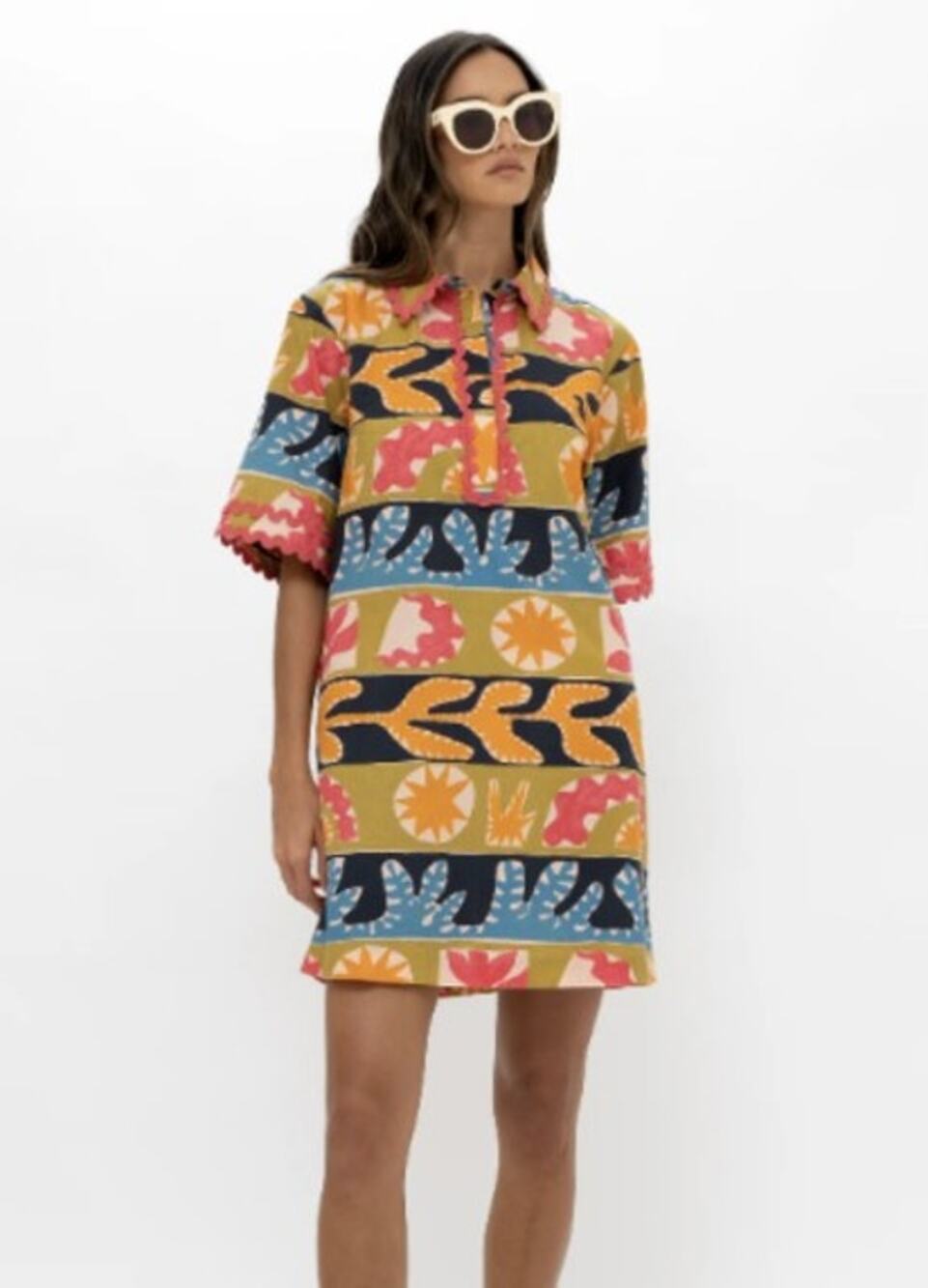 Oliphant Collared Shirt Dress Mini Canyon Red Terracotta Size Small GUC $268